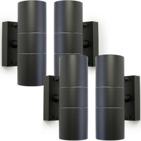 4 PACK GU10 Anthracite Up & Down Wall Lights Outdoor Twin Dimming Lamp Fitting