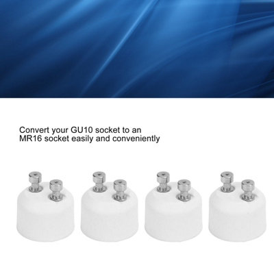 4-Pack GU10 to MR16 Heat-Resistant Adapter Socket for LED and Halogen Lamps