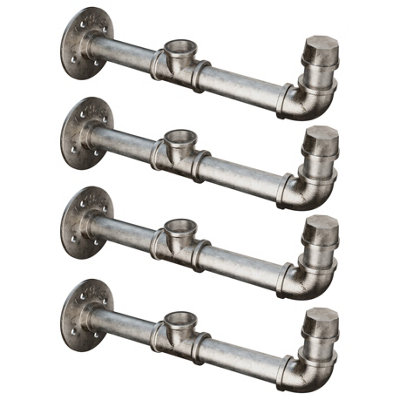 4 Pack Gun Metal Pipe Bracket 11CM (02258X4)