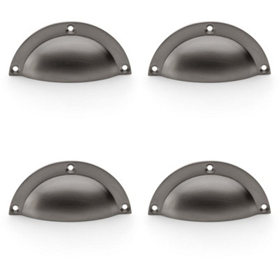 4 PACK - Half Moon Cup Handle - Dark Bronze - 86mm Centres Solid Brass Shaker Drawer Pull