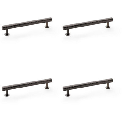 4 PACK - Hammered T Bar Pull Handle - Dark Bronze - 160mm Centres SOLID BRASS Drawer