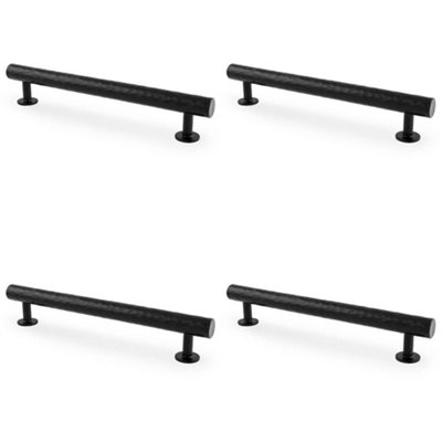 4 PACK - Hammered T Bar Pull Handle - Matt Black - 160mm Centres SOLID BRASS Drawer