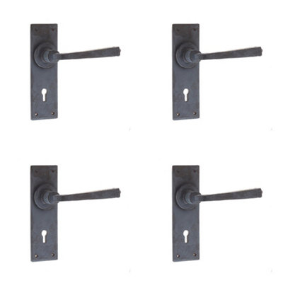 4 PACK Handcrafted Beeswax Door Handle on Lockplate for Rustic Charm - Interior Lever on Backplate