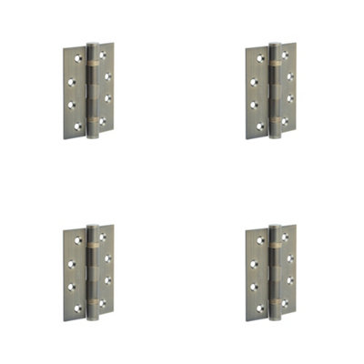 4 PACK Heavy-Duty Certifire Grade 13 Stainless Steel Ball Bearing Hinges 102x76x3mm in Antique Brass - 30/60 Fire Door Hinge