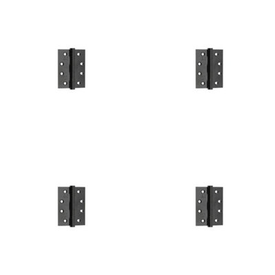 4 PACK Heavy-Duty Certifire Stainless Steel Ball Bearing Hinges 102x76mm in Black Finish - 30/60 Fire Door Hinge