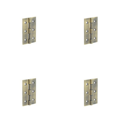 4 PACK Heavy-Duty Double Phosphor Bronze Washered Hinge in Antique Brass - 76x50x2.5mm - Door Hinges