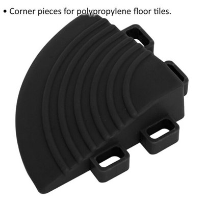 4 PACK Heavy Duty Floor Tile - PP Plastic - 60 x 60mm - Black Corner Piece