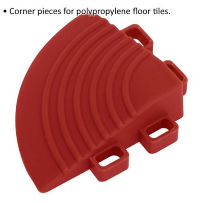4 PACK Heavy Duty Floor Tile - PP Plastic - 60 x 60mm - Red Corner Piece