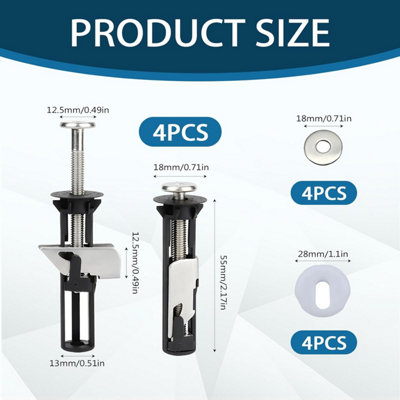 2Pcs Toilet Seat Fittings, Heavy Duty Toilet Seat Fastener Bolt Kit, Universal Toilet Fixing Kit, Toilet