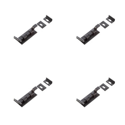4 PACK High-Quality 102mm Black Necked Bolts for Enhanced Security - Door Bolt Lock