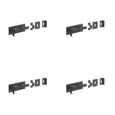 4 PACK High-Quality 102mm Black Straight Bolts for Enhanced Door Security - Door Bolt Lock