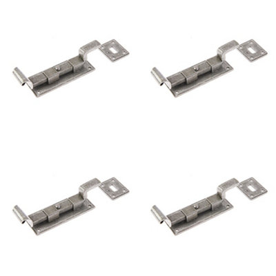 4 PACK High-Quality 102mm Pewter Necked Bolts for Security - Door Bolt Lock