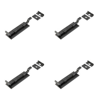 4 PACK High-Quality 152mm Black Necked Bolts for Enhanced Security - Door Bolt Lock