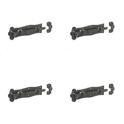 4 PACK High-Quality Antique Straight Bolts - 200mm Black Fasteners for Superior Durability - Door Bolt Lock
