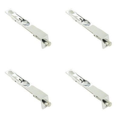 4 PACK High-Quality Brass Lever Action Flushbolts 150x20mm in Polished Chrome Finish