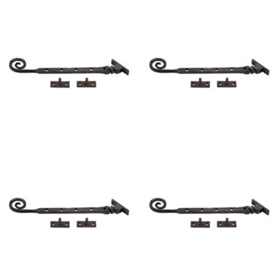 4 PACK High-Quality Curly Tail Casement Stays in Beeswax Finish - 245x15x6mm - Window Peg Bar