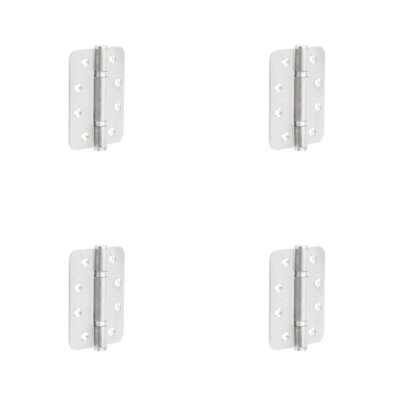 4 PACK High-Quality Grade 13 Radiused Polymer Bearing Hinges in Satin Stainless Steel Finish - 30/60 Fire Door Hinge