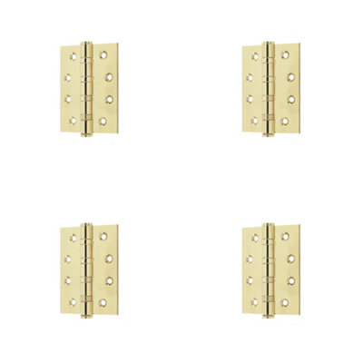 4 PACK High-Quality Polished Brass Ball Bearing Hinge 102x76x3mm for Smooth Operations - Door Hinges