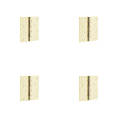 4 PACK High-Quality Polished Brass Projection Hinge 102x102x3mm for Doors and Cabinets - Door Hinges