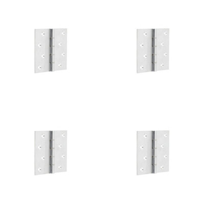 4 PACK High-Quality Satin Chrome Projection Hinge 102x102x3mm for Seamless Functionality - Door Hinges