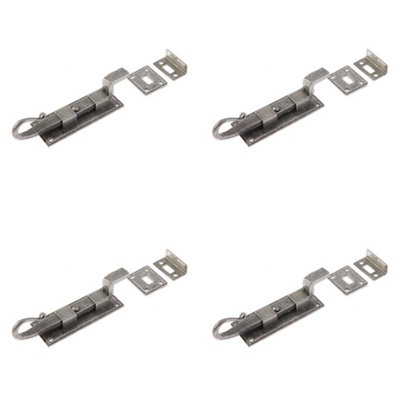 4 PACK High-Quality Shepherds Crook Necked Bolts 102mm in Durable Pewter Finish - Door Bolt Lock