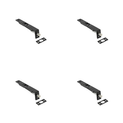 4 PACK High-Quality Stainless Steel Flush Bolts JMB50 Black - 150mm x 20mm Square Forend