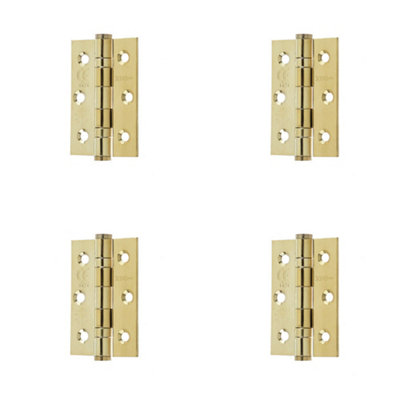 4 PACK High-Quality Stainless Steel Grade 7 Ball Bearing Hinge 76x50mm with Brass Finish - Door Hinges