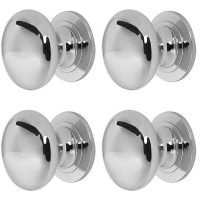 4 PACK High-Quality Traditional Cupboard Knob 25mm in Polished Chrome Finish - Kitchen Cabinet Knob
