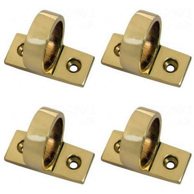 4 PACK - Horizontal Fixed Ring Sash Window Lift Handle 44 x 12mm 22mm Dia Polished Brass