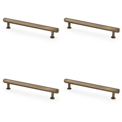 4 PACK - Industrial Hex T Bar Pull Handle - Antique Brass 160mm Centres Kitchen Cabinet