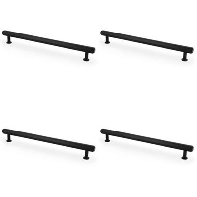 4 PACK - Industrial Hex T Bar Pull Handle - Matt Black 224mm Centres Kitchen Cabinet Door