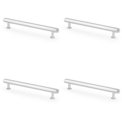 4 PACK - Industrial Hex T Bar Pull Handle - Polished Chrome 128mm Centres Kitchen Cabinet