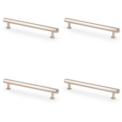 4 PACK - Industrial Hex T Bar Pull Handle - Polished Nickel 160mm Centres Kitchen Cabinet