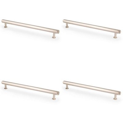 4 PACK - Industrial Hex T Bar Pull Handle - Polished Nickel 224mm Centres Kitchen Cabinet