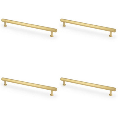 4 PACK - Industrial Hex T Bar Pull Handle - Satin Brass 224mm Centres Kitchen Cabinet