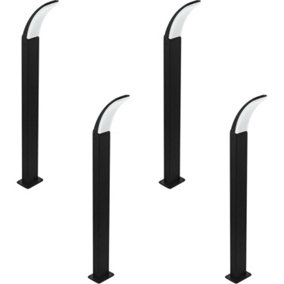 4 PACK IP44 Outdoor Bollard Light Black Aluminium 11W LED Lamp Post