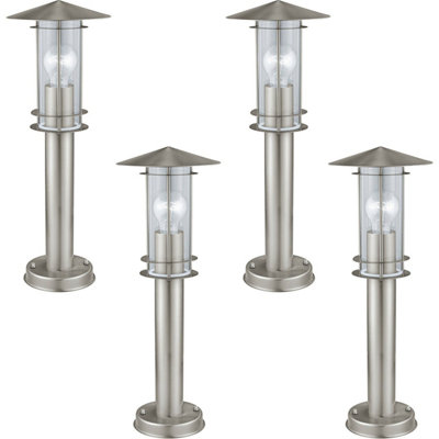 4 PACK IP44 Outdoor Bollard Light Stainless Steel 500mm 60W E27 Driveway Post