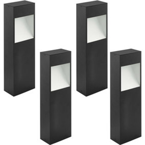 4 PACK IP44 Outdoor Pedestal Light Anthracite & White Square Post 10W LED