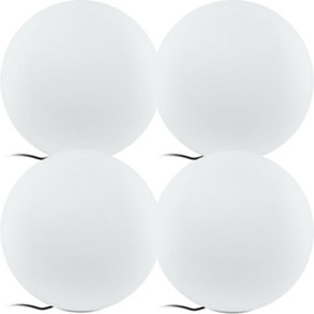4 PACK IP65 Outdoor Garden Ball Light White Plastic 1x 40W E27 500mm Globe