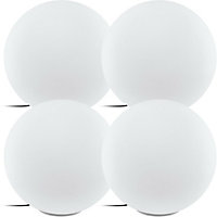 4 PACK IP65 Outdoor Garden Ball Light White Plastic 1x 40W E27 600mm Globe