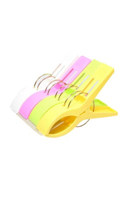 4 Pack Jumbo Washing Line Clips Multicolour Plastic 15cm