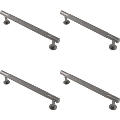 4 PACK - Knurled Bar Door Pull Handle 190 x 13mm 160mm Fixing Centres Anthracite Grey