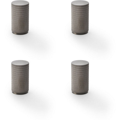 4 PACK - Knurled Cylinder Cupboard Door Knob - 20mm x 35mm - Dark Bronze Pull Handle