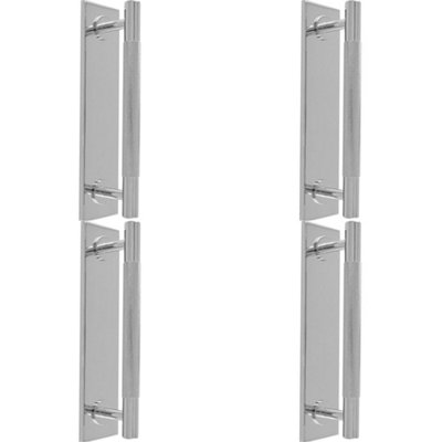 4 PACK - Knurled Drawer Bar Pull Handle & Matching Backplate - Polished Chrome 168 x 40mm