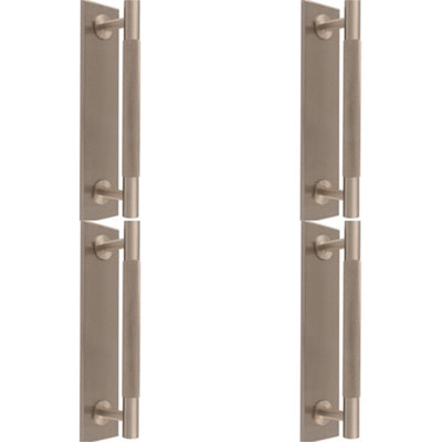 4 PACK - Knurled Drawer Bar Pull Handle & Matching Backplate - Satin Nickel 168 x 40mm