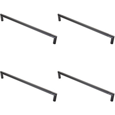4 PACK - Knurled Mitred Door Pull Handle 470 x 20mm 450mm Fixing Centres Matt Black