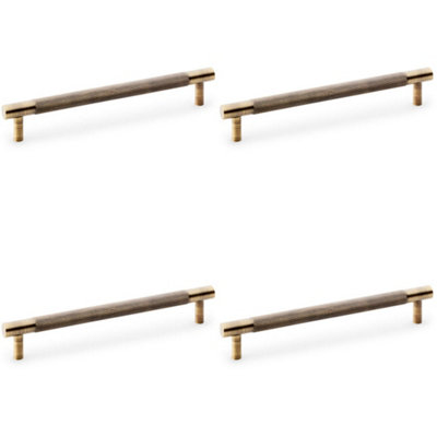 4 PACK - Knurled T Bar Door Pull Handle - Antique Brass - 160mm Centres Premium Drawer