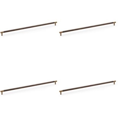 4 PACK - Knurled T Bar Door Pull Handle - Antique Brass - 448mm Centres Premium Drawer