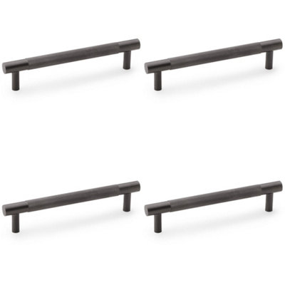 4 PACK - Knurled T Bar Door Pull Handle - Dark Bronze - 128mm Centres Premium Drawer