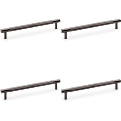 4 PACK - Knurled T Bar Door Pull Handle - Dark Bronze - 160mm Centres Premium Drawer